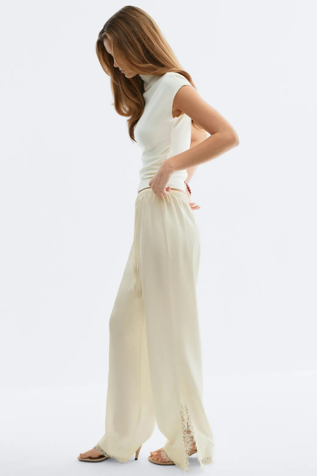 Satin lace trousers