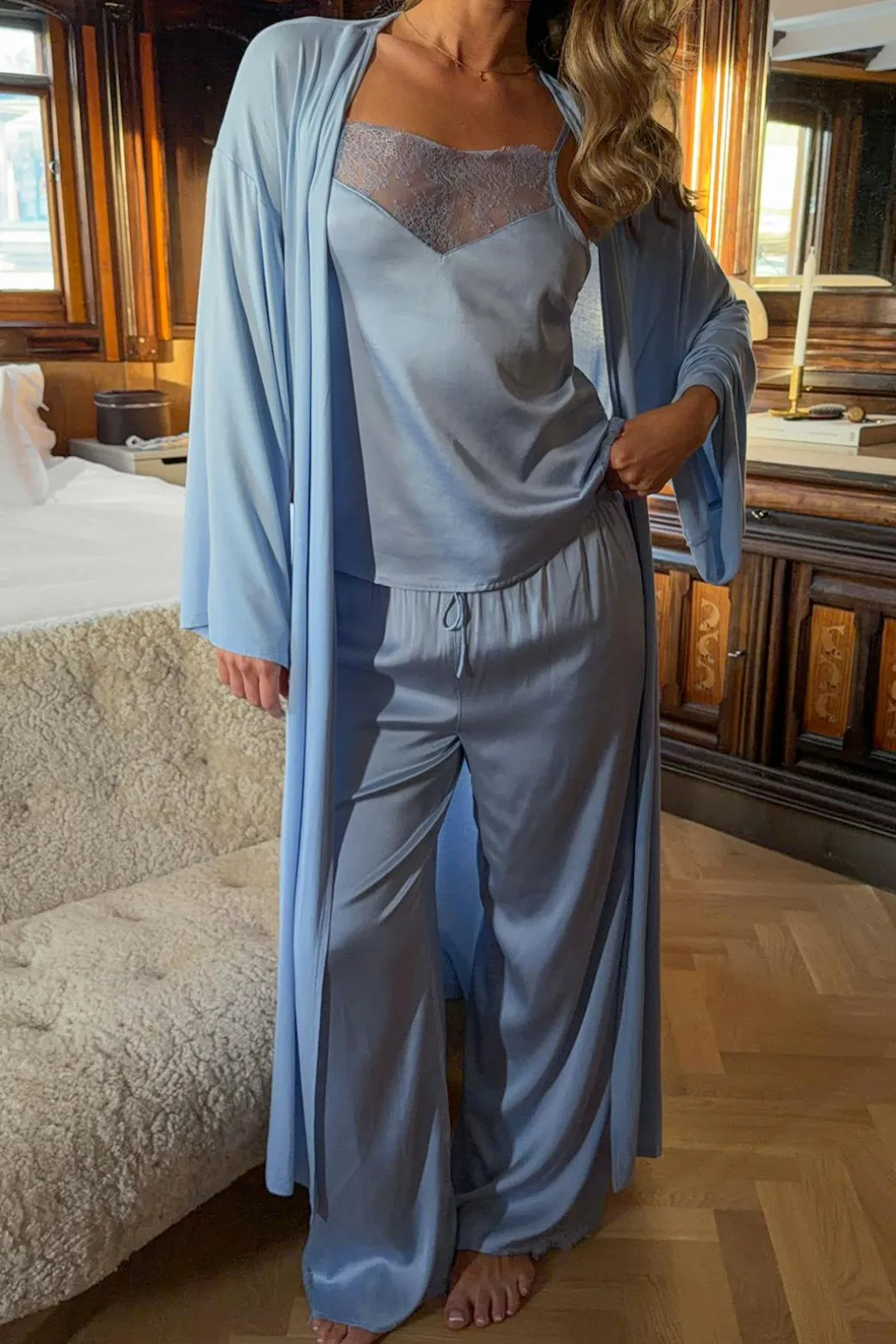 Satin loungewear trousers