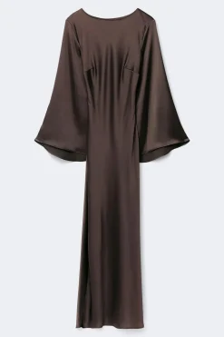 Satin wide sleeve maxi dress