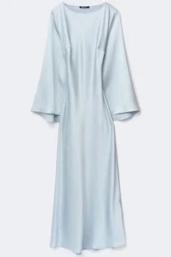 Satin wide sleeve maxi dress