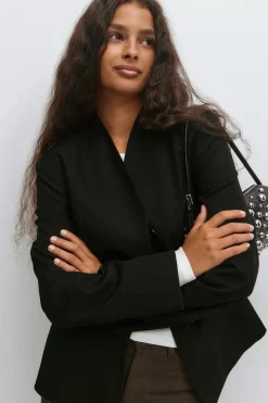 Shaped high neck blazer