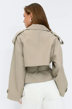 Short belted trench coat