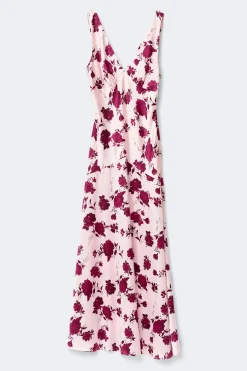 Sleeveless satin maxi dress