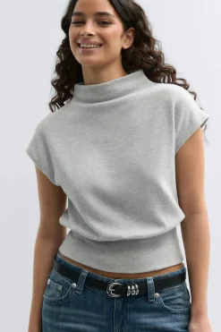 Soft funnel neck top