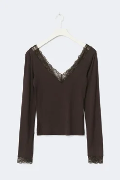 Soft lace loungewear top