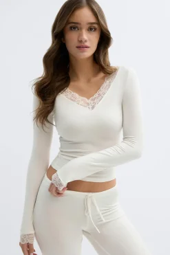 Soft lace loungewear top