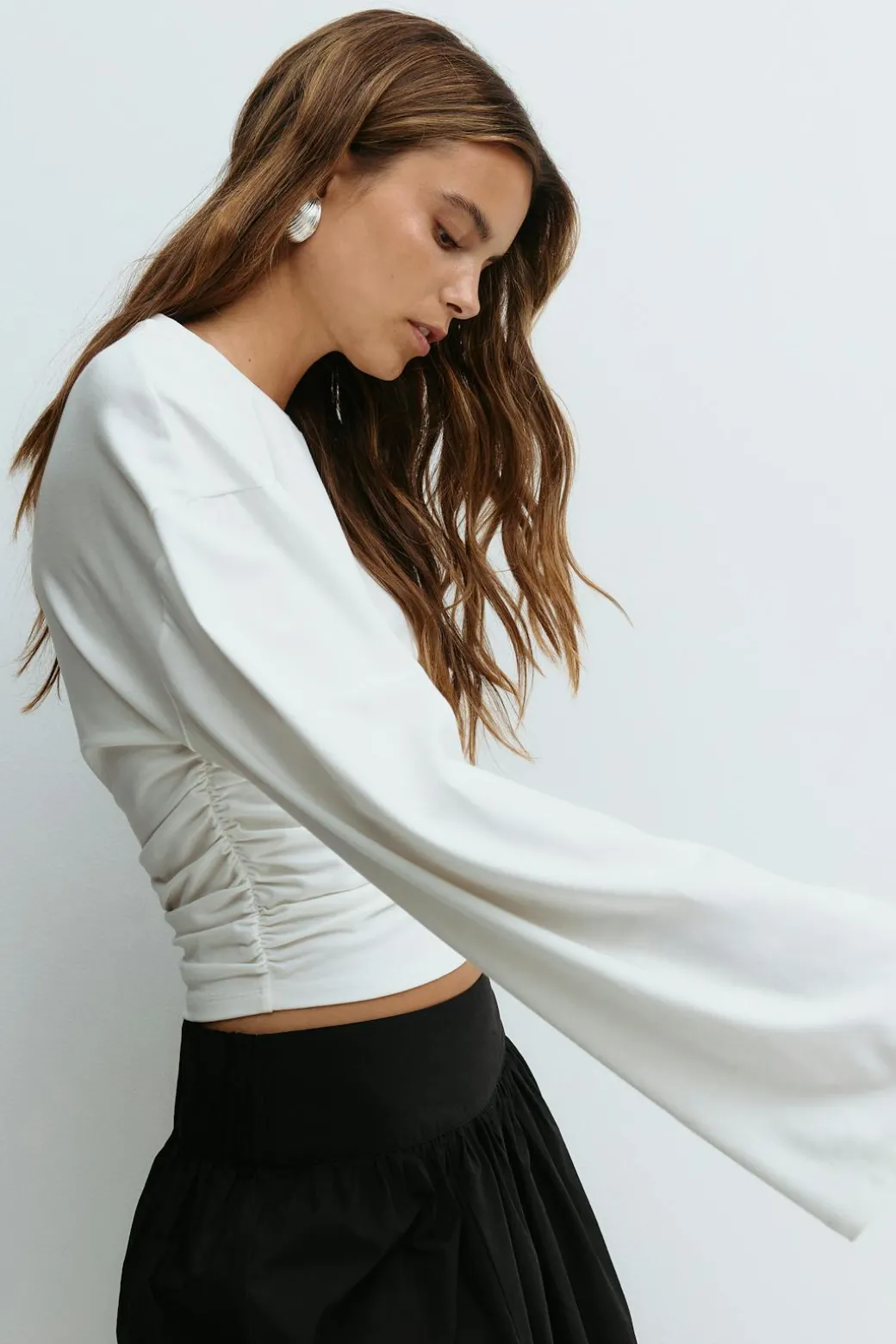 Soft touch wide sleeve top