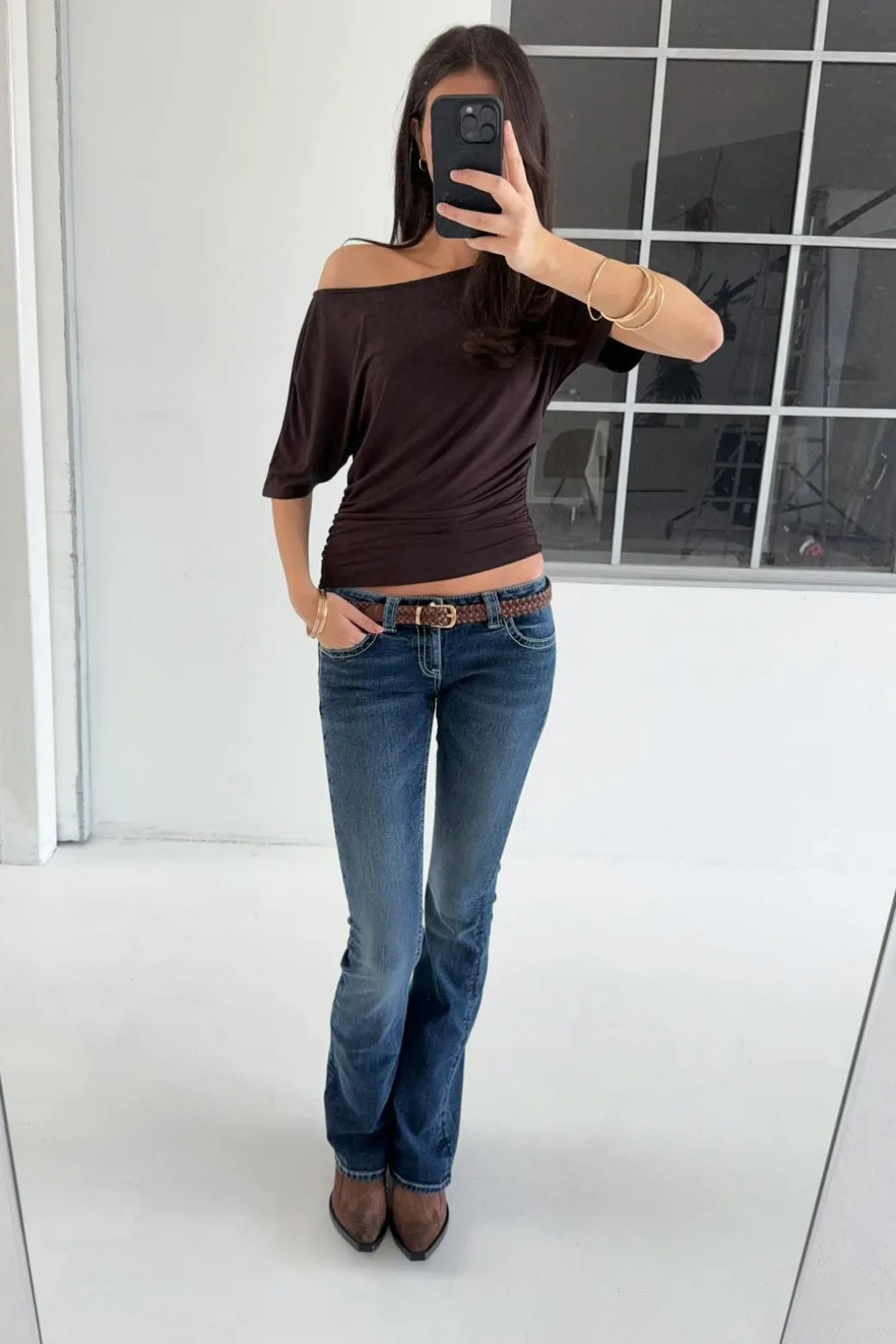 Sparkle low flare jeans