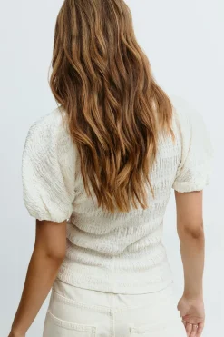 Textured puff sleeve top