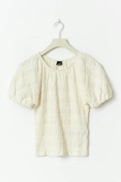 Textured puff sleeve top