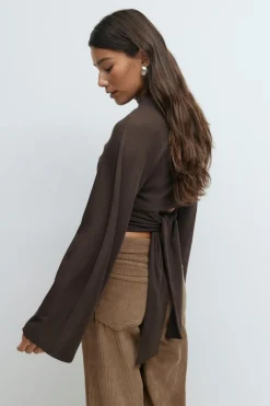 Tie back wide sleeve top