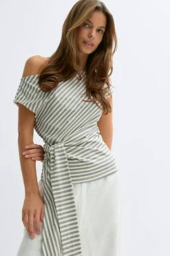 Tie detail stripe top