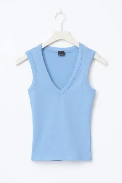 Tight v-neck rib tank