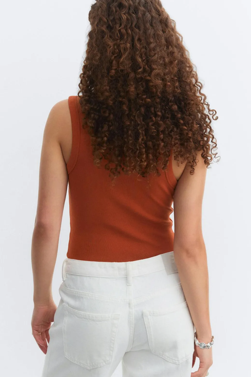 Tight v-neck rib tank