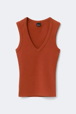 Tight v-neck rib tank