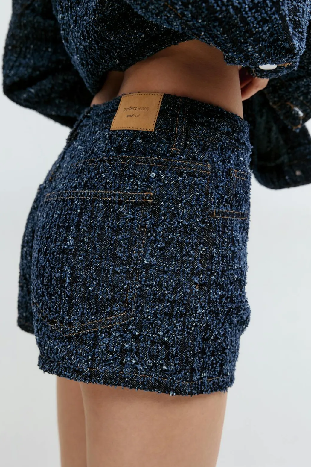Tweed denim shorts
