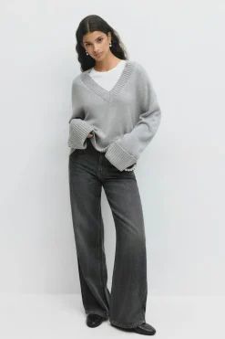 V-neck knitted sweater
