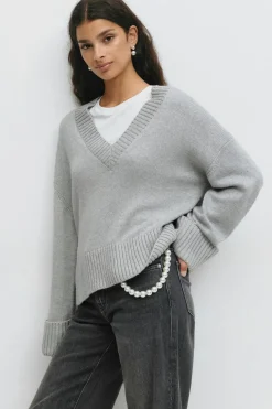 V-neck knitted sweater