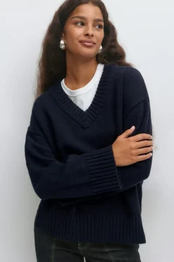 V-neck knitted sweater