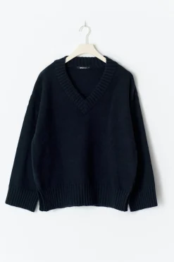 V-neck knitted sweater