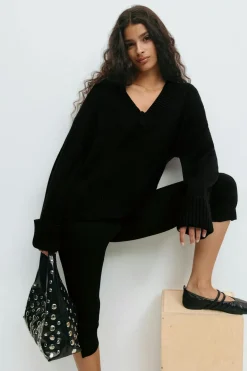 V-neck knitted sweater