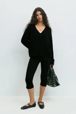 V-neck knitted sweater