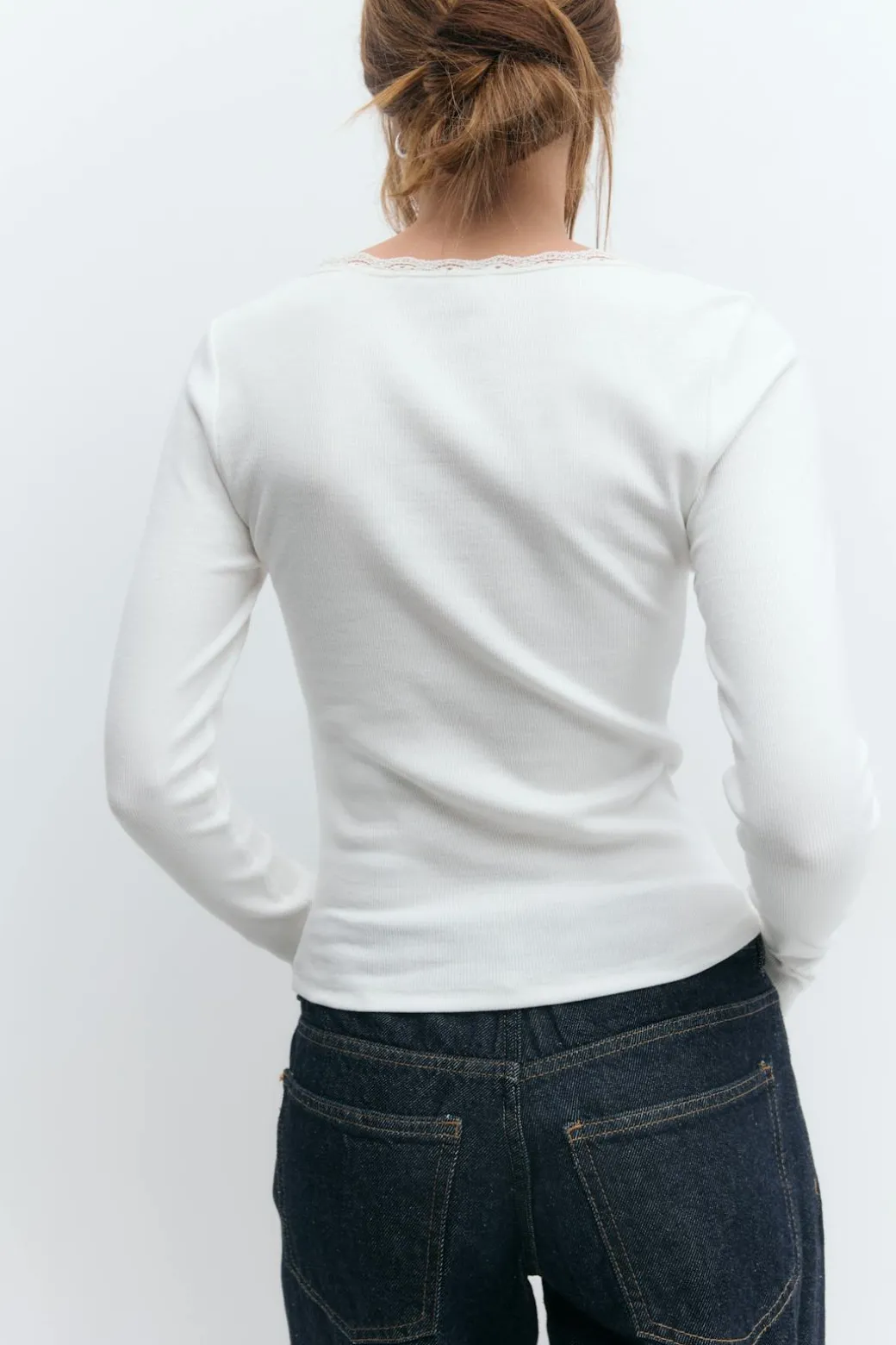 V-neck lace detail top