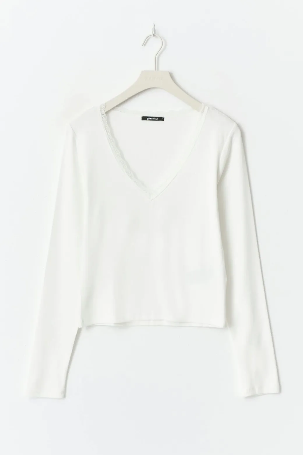 V-neck lace detail top