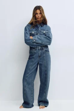 Wide front seam jeans