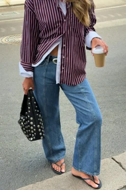 Wide front seam jeans