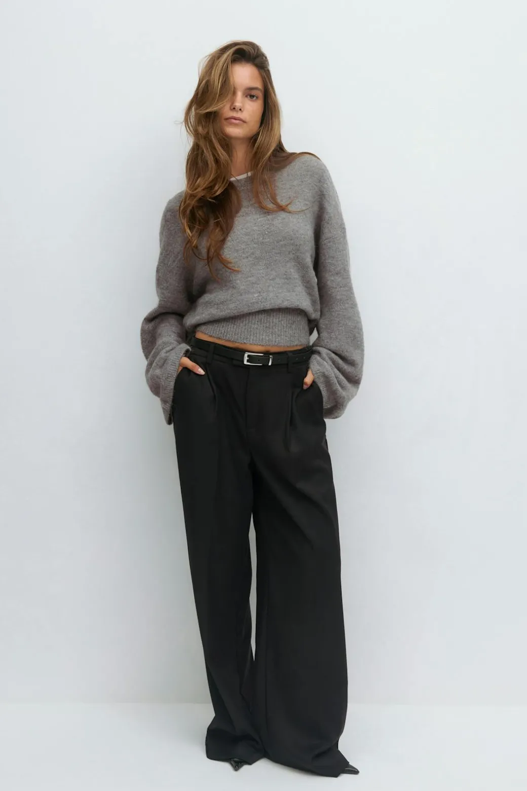 Wide sleeve knitted sweater