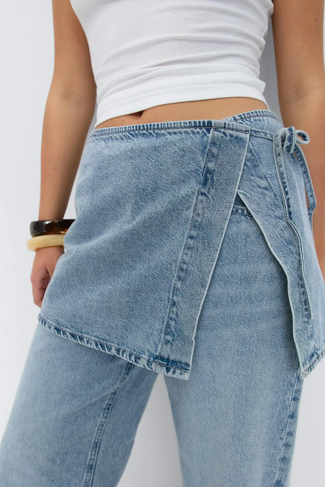 Wrap denim hip skirt
