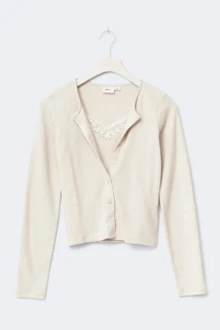 Y 2 in 1 lace rib cardigan