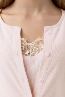 Y 2 in 1 lace rib cardigan