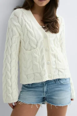 Y cable knitted cardigan