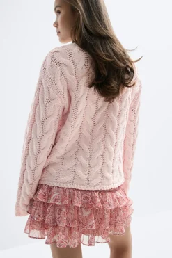 Y cable knitted cardigan