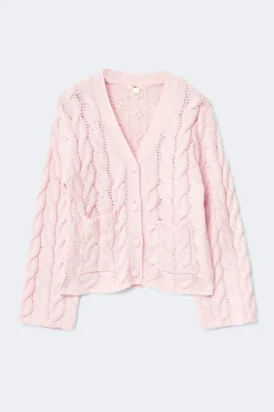 Y cable knitted cardigan