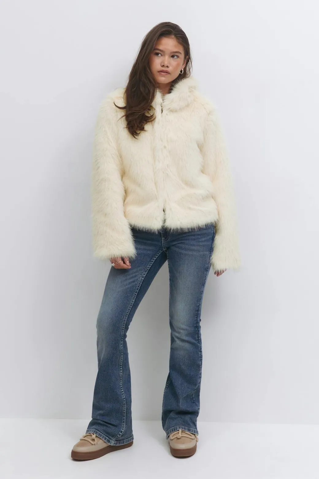 Y faux fur hood jacket