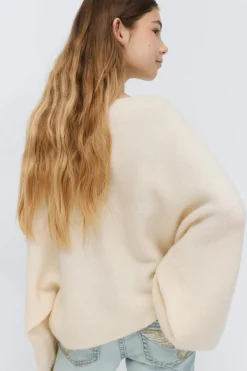 Y knitted poncho sweater