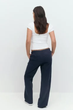 Y low linen blend trousers
