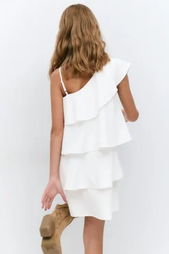 Y one shoulder frill dress