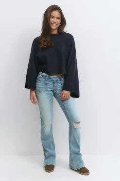 Y pleated flare jeans