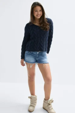 Y sparkle low denim shorts