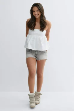 Y sparkle low denim shorts